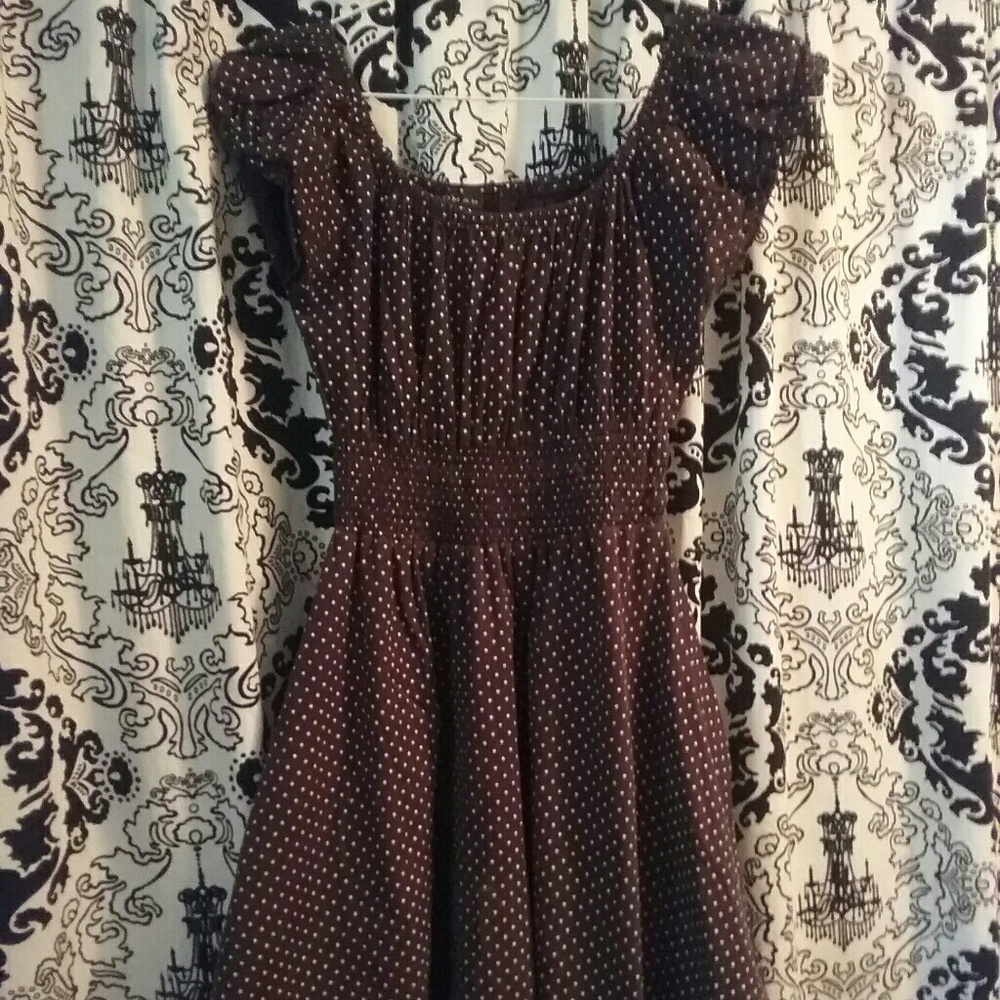 Brown/ white polka pot dress